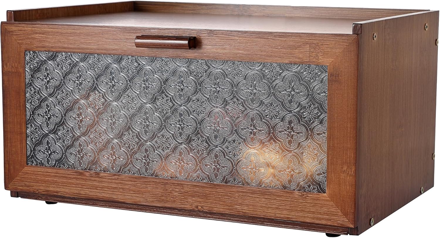 ETMI Vintage Bread Box for Kitchen Countertop - Retro Brown Bread Storage Box Breadbox — authentic vintage gift collectible