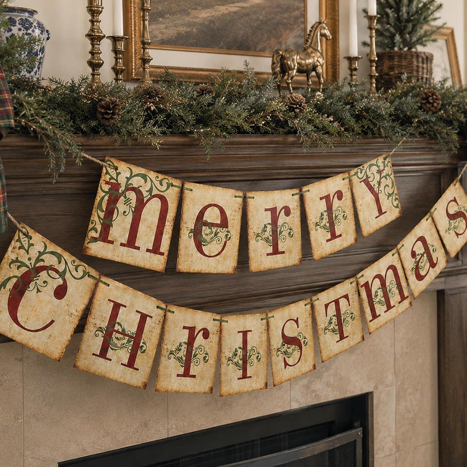Christmas Decorations - Vintage Merry Christmas Banner for Home Décor — authentic vintage gift collectible