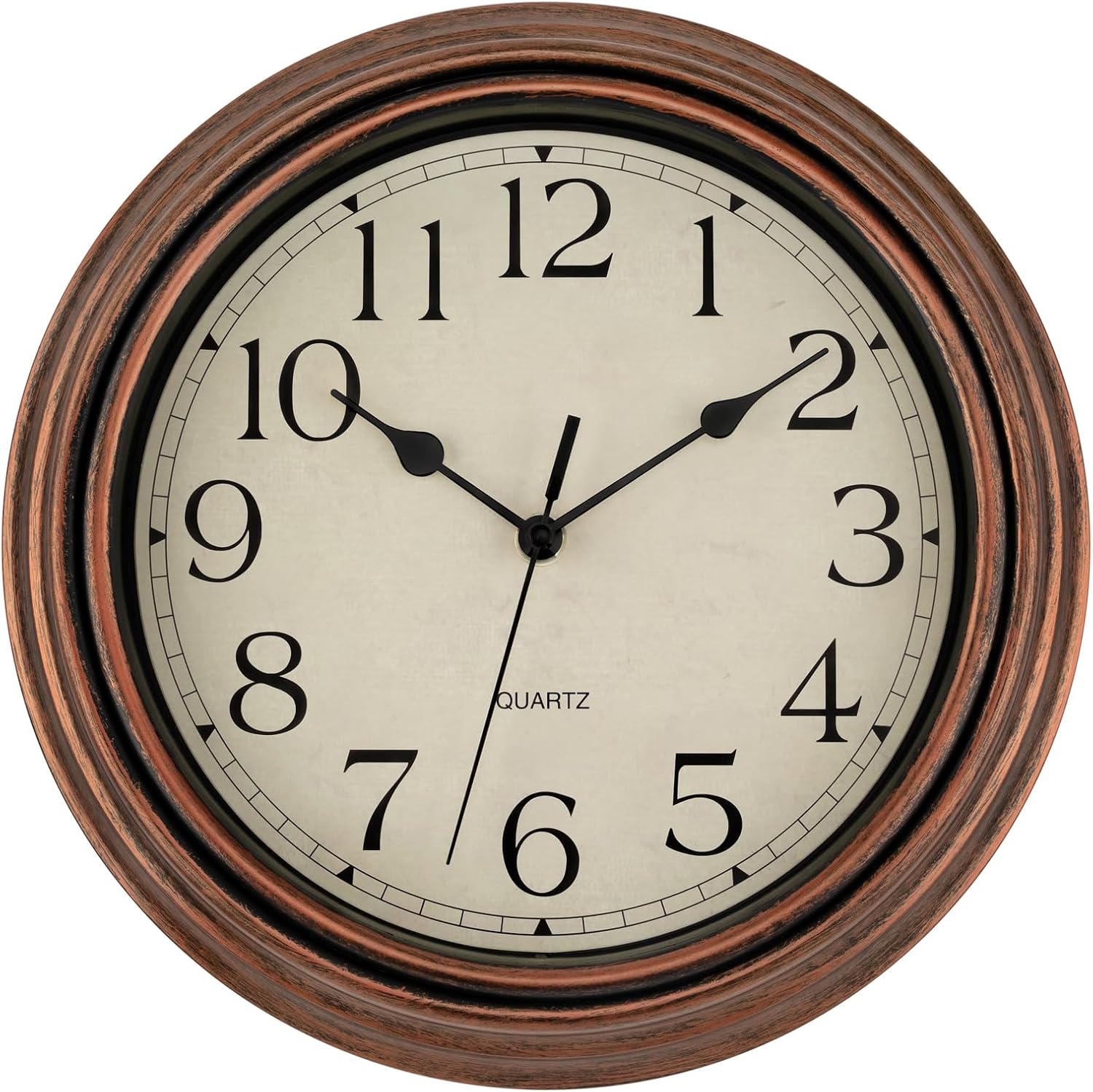 Foxtop Vintage Copper Wall Clock 12 Inch Silent Non Ticking Battery Operated Quartz — authentic vintage gift collectible