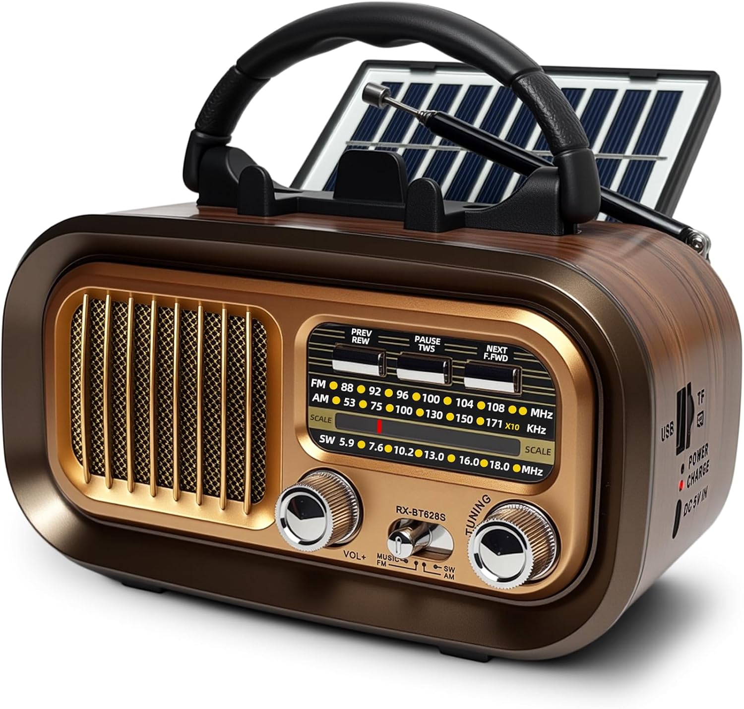 Portable AM FM SW Bluetooth Radio with Solar Panel — authentic vintage gift collectible