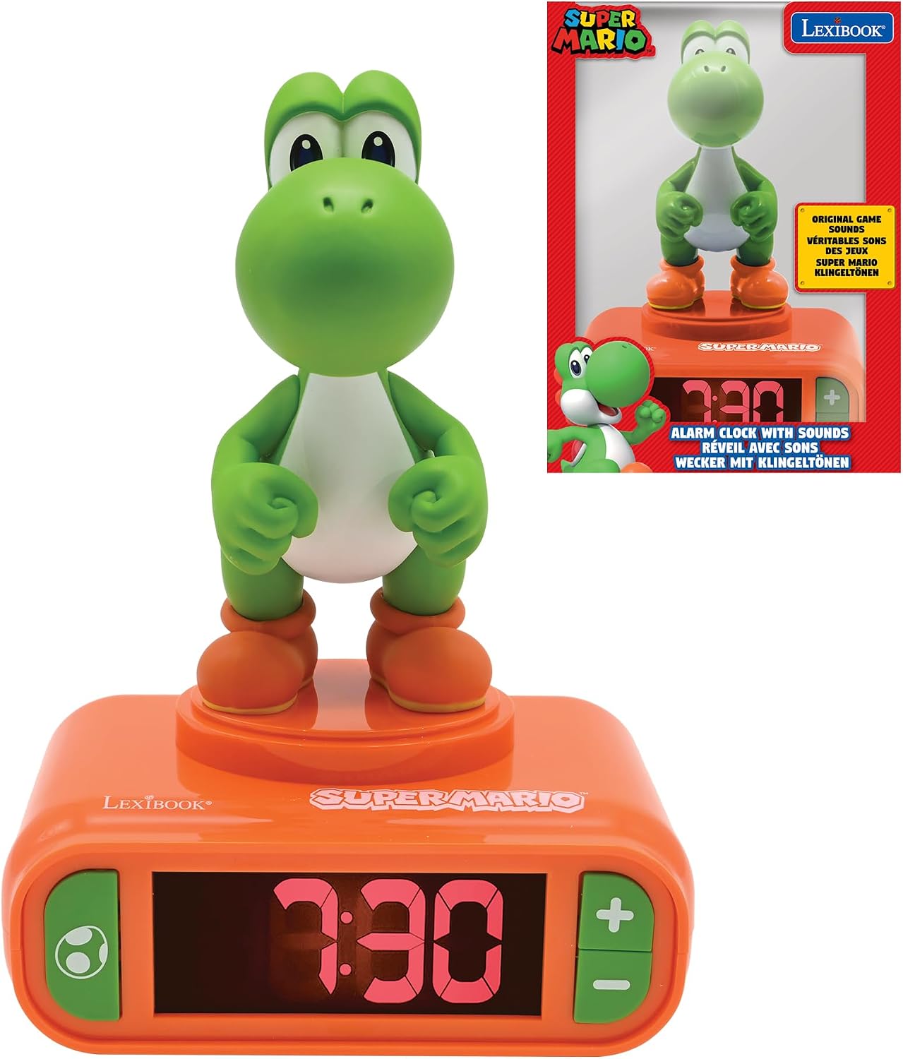 LEXiBOOK, Super Mario, Yoshi Nightlight Alarm Clock, RL800NI1 — authentic vintage gift collectible