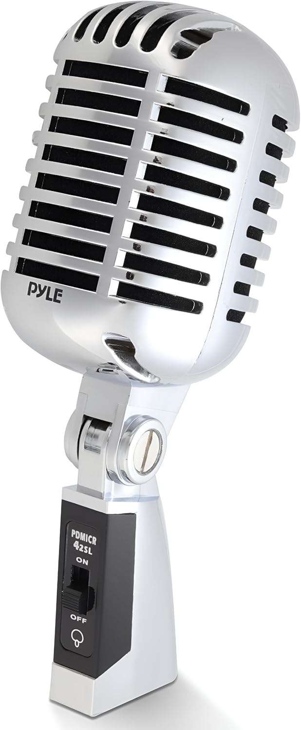 Pyle Classic Retro Dynamic Vocal Microphone - Old Vintage Style Unidirectional Cardioid Mic with XLR Cable - U — authentic vintage gift collectible