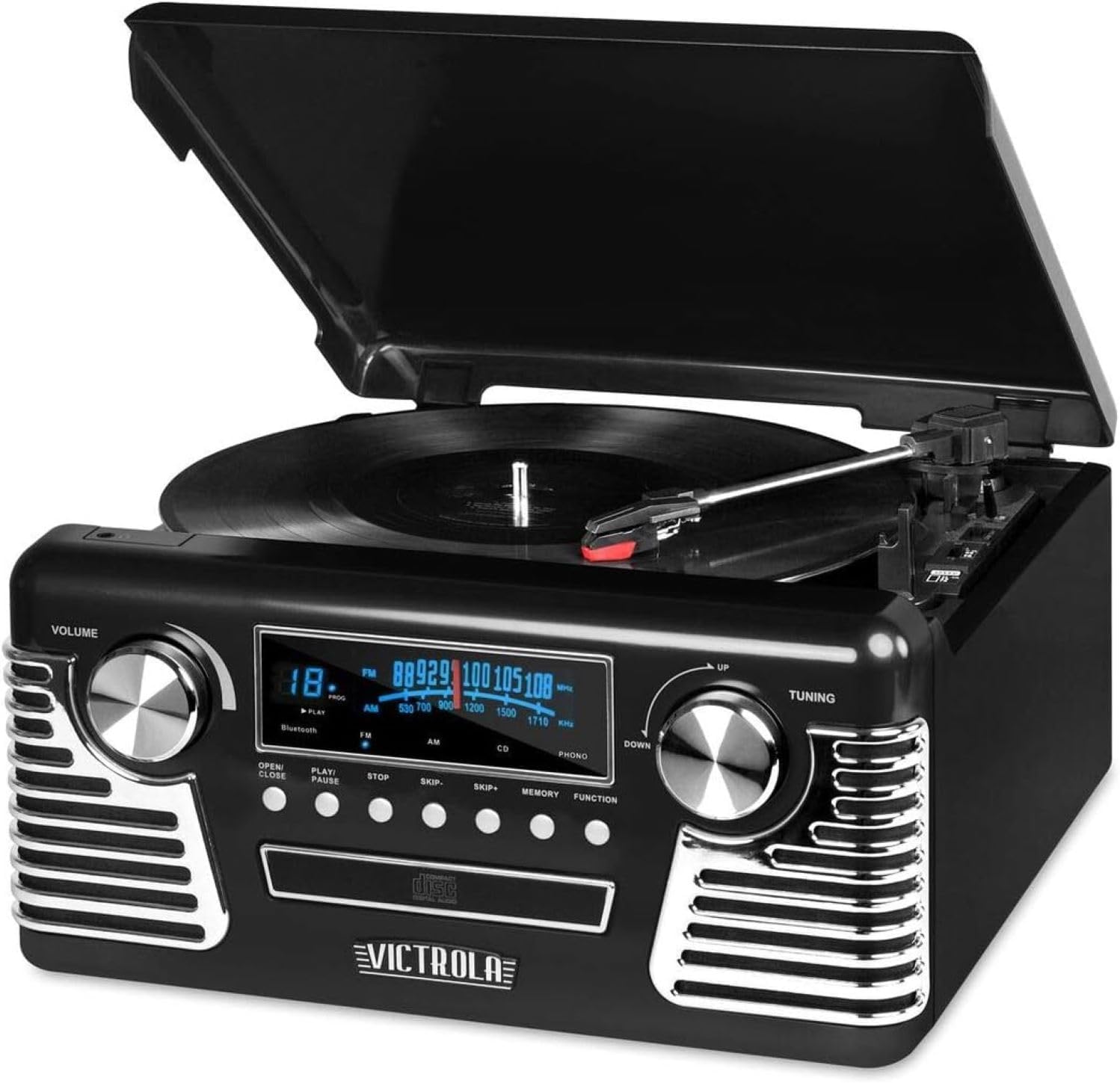 Victrola Haley - Retro Bluetooth Record Player with CD Player - Black — authentic vintage gift collectible