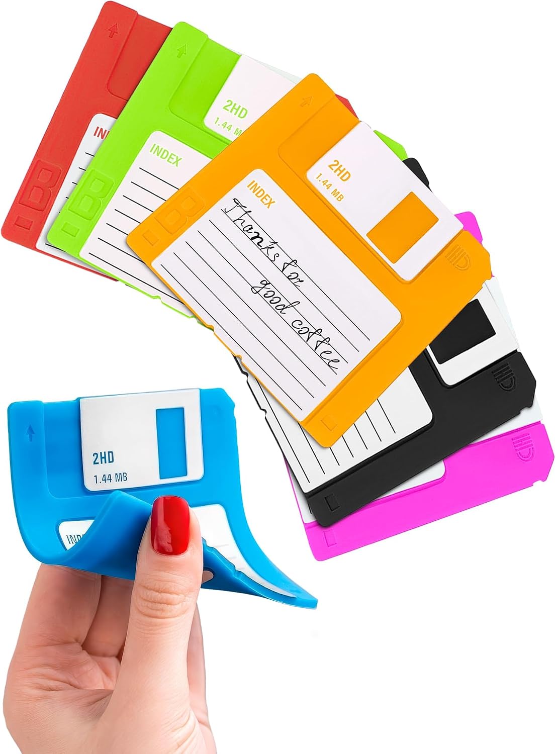 Retro Floppy Disk Coasters, Set of 6 Non-Slip Silicone — authentic vintage gift collectible