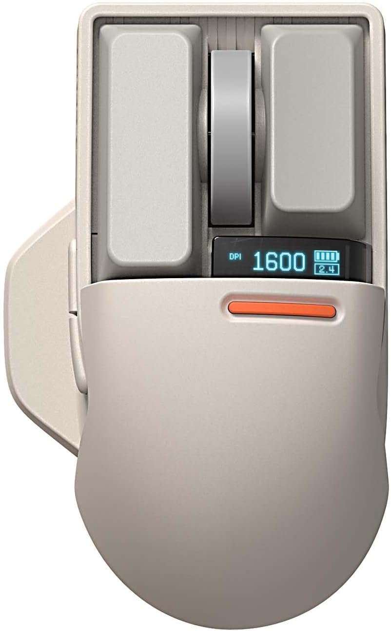 LOFREE Touch PBT Wireless Mouse with OLED Screen, Retro Grey — authentic vintage gift collectible