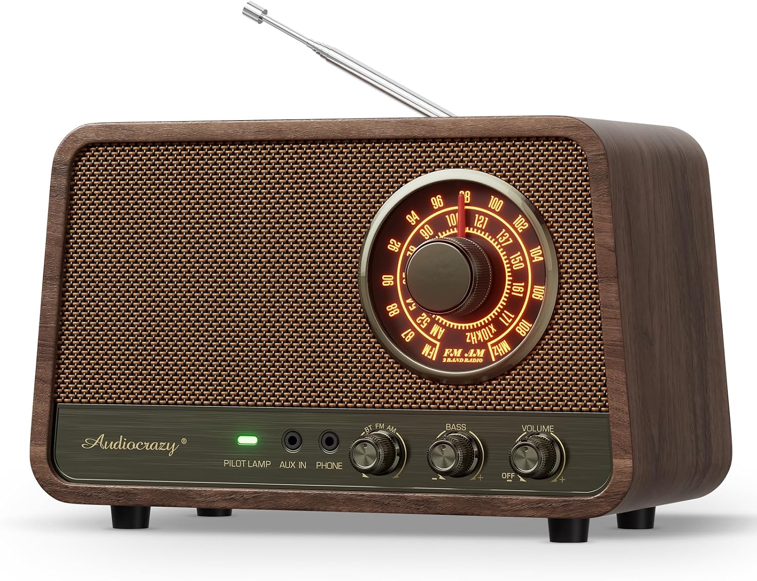 Vintage Wood AM/FM Bluetooth Radio, 10W — Espresso — authentic vintage gift collectible