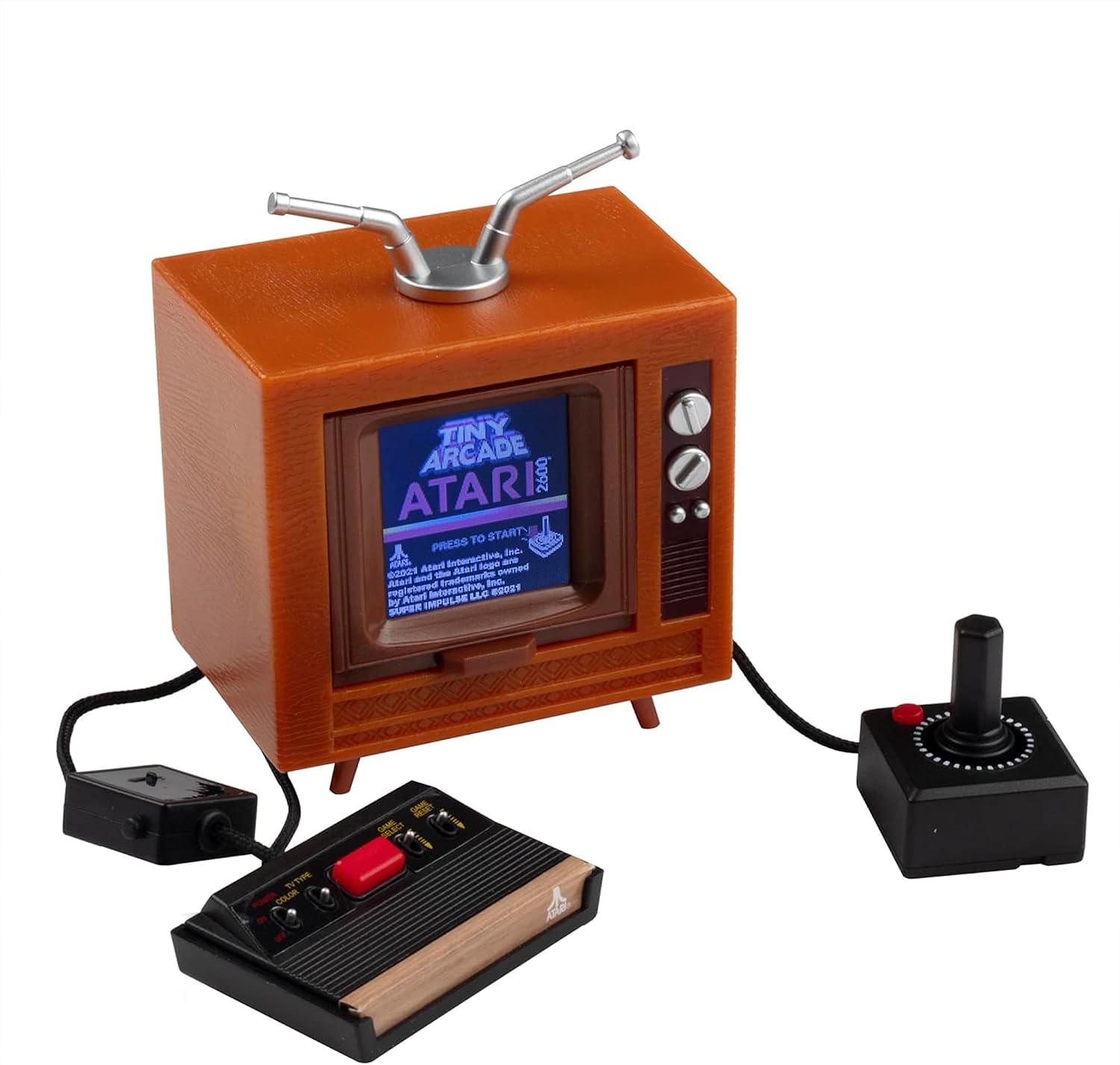 Tiny Arcade Atari 2600 Mini Console 3.5" Playable Retro TV — authentic vintage gift collectible