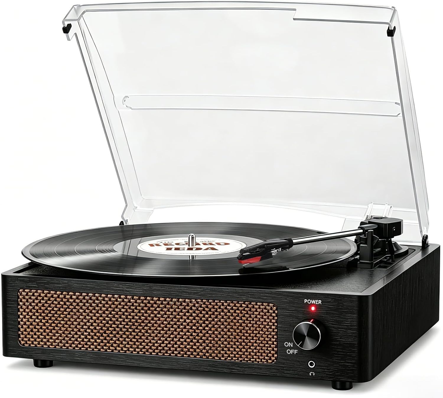 Seasonlife® Vinyl Record Player with Speakers,Wood Black Vintage Turntables — authentic vintage gift collectible