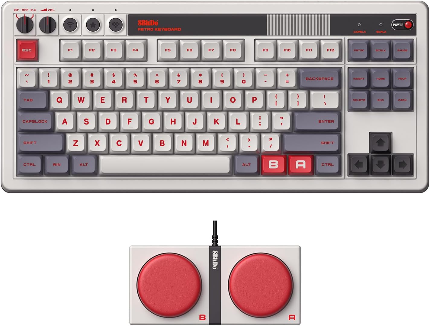 8Bitdo Retro Mechanical Keyboard, Bluetooth/2.4G/USB-C Hot Swappable Gaming Keyboard — authentic vintage gift collectible