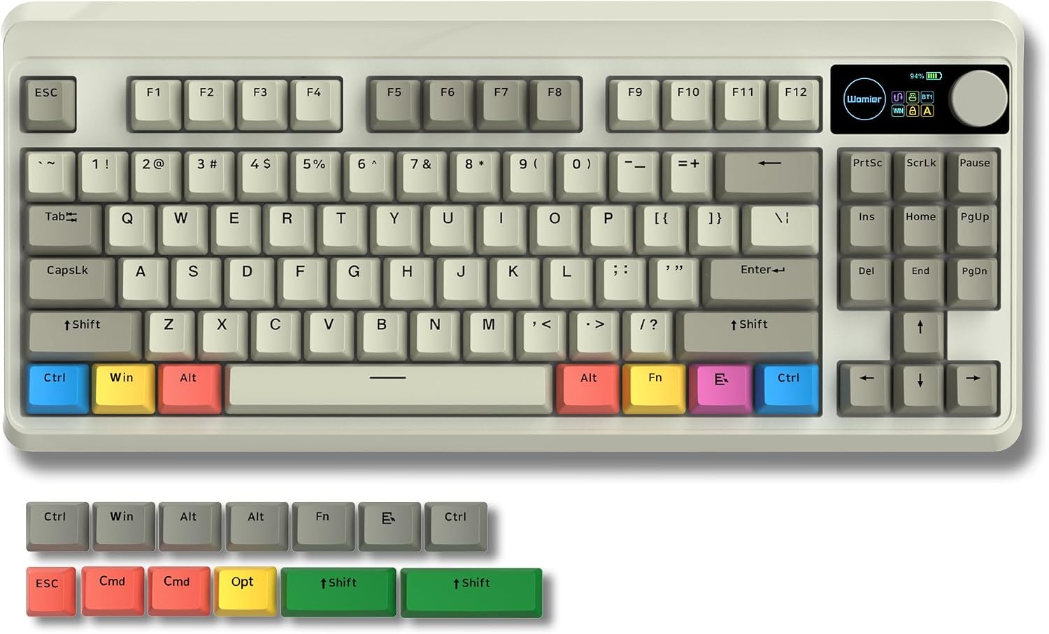 Womier Retro 75% Gaming Keyboard with OLED Display&Knob, M87 Pro Bluetooth 5.1/2.4GHz — authentic vintage gift collectible