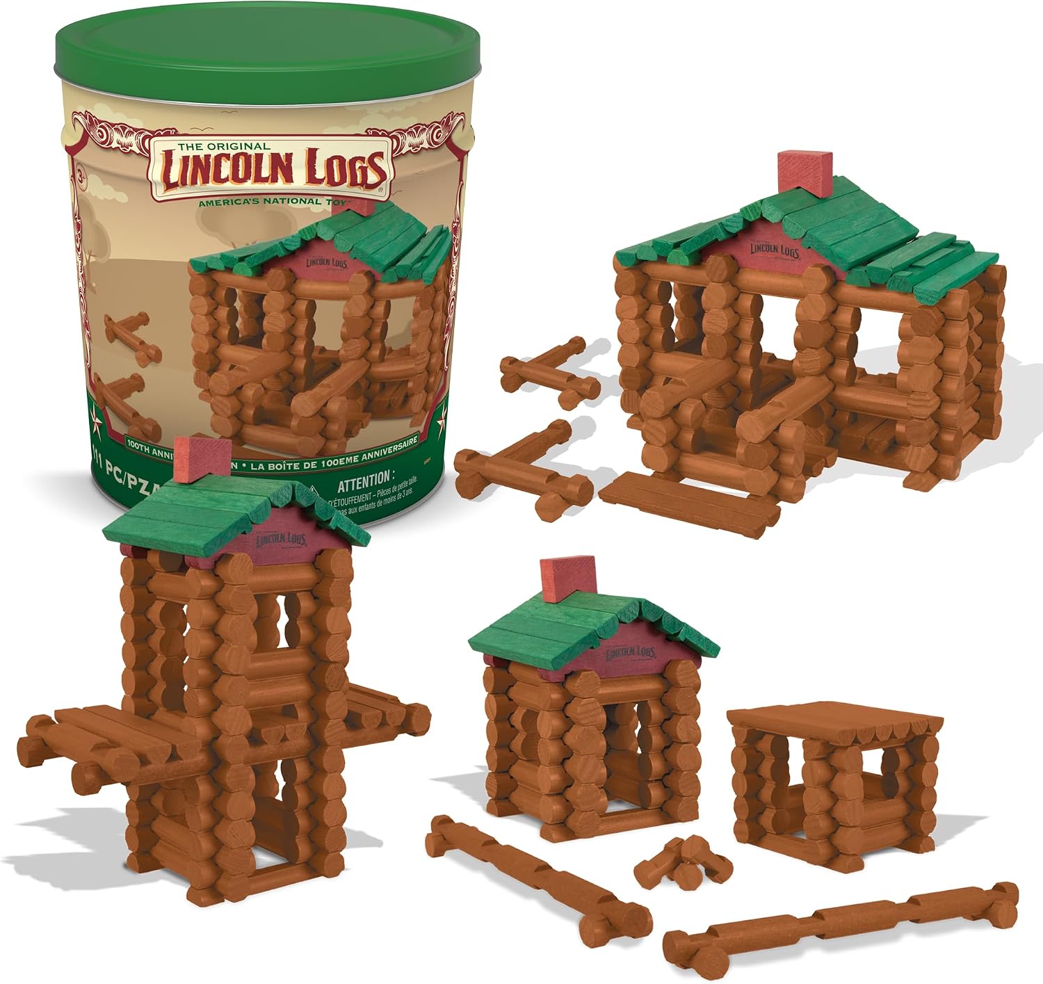 Lincoln Logs 100th Anniversary Tin — authentic vintage gift collectible