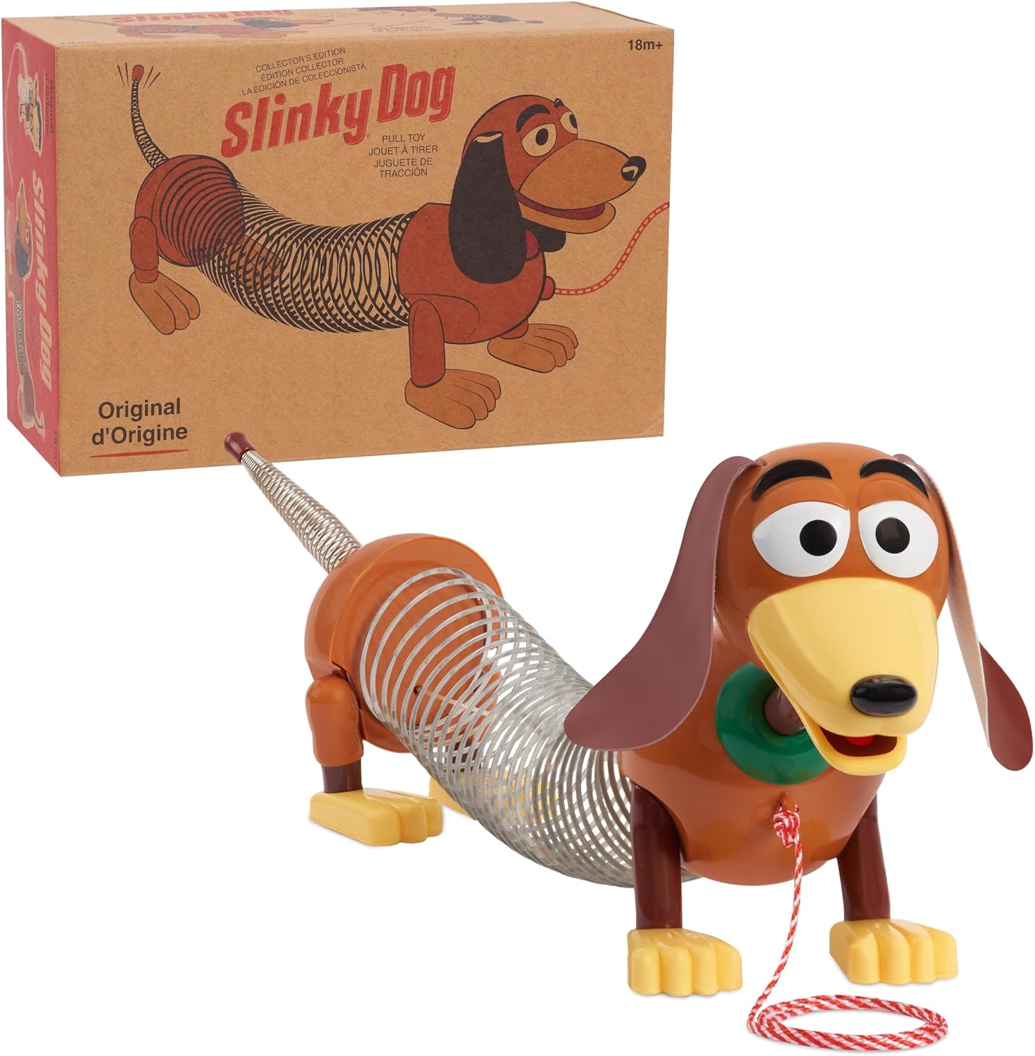 Retro Slinky Dog Pull Toy, Original Walking Spring Toy, Vintage Classic Stretch Toy — authentic vintage gift collectible