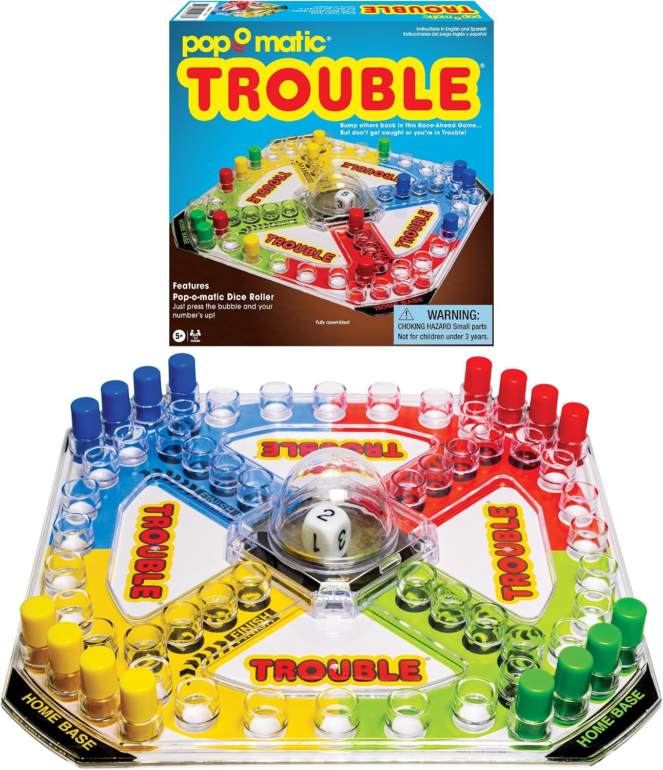 Winning Moves Classic Trouble, with Retro Art and Pop-O-Matic Popper — authentic vintage gift collectible