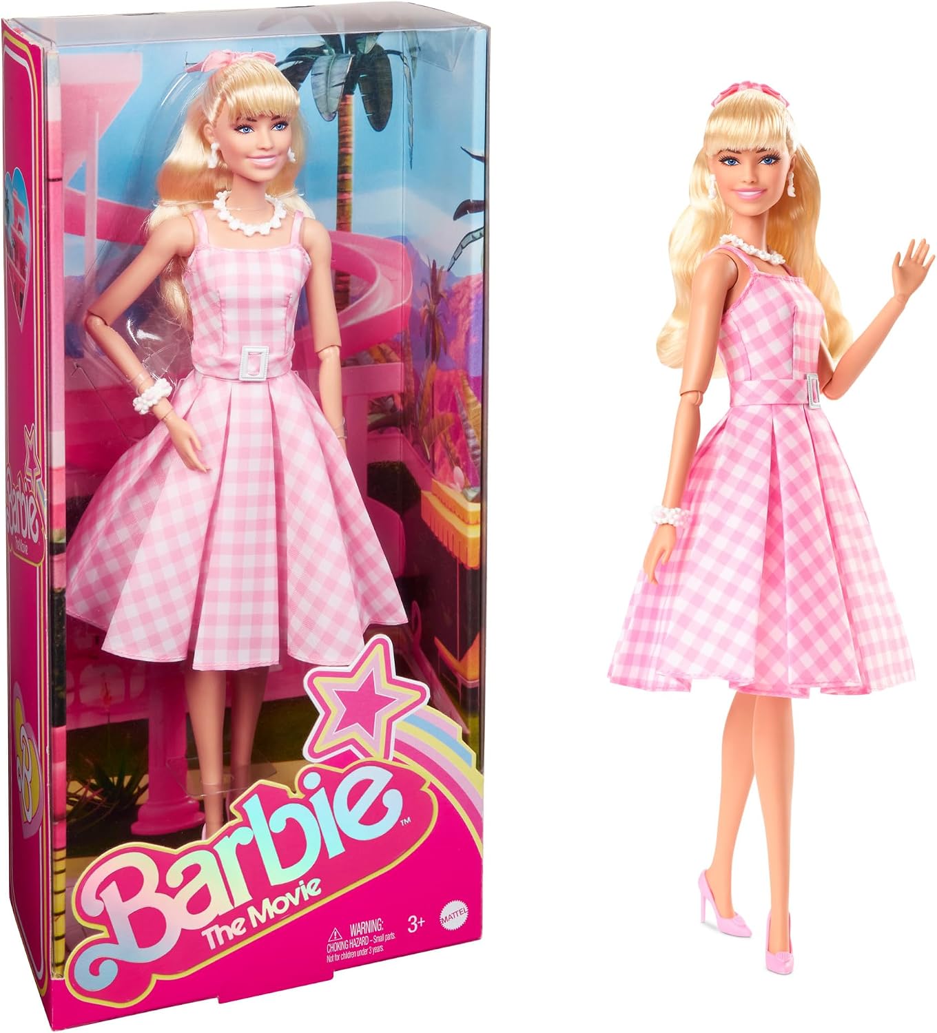 Barbie The Movie Doll, Margot Robbie as, Collectible Doll Wearing Pink and White — authentic vintage gift collectible