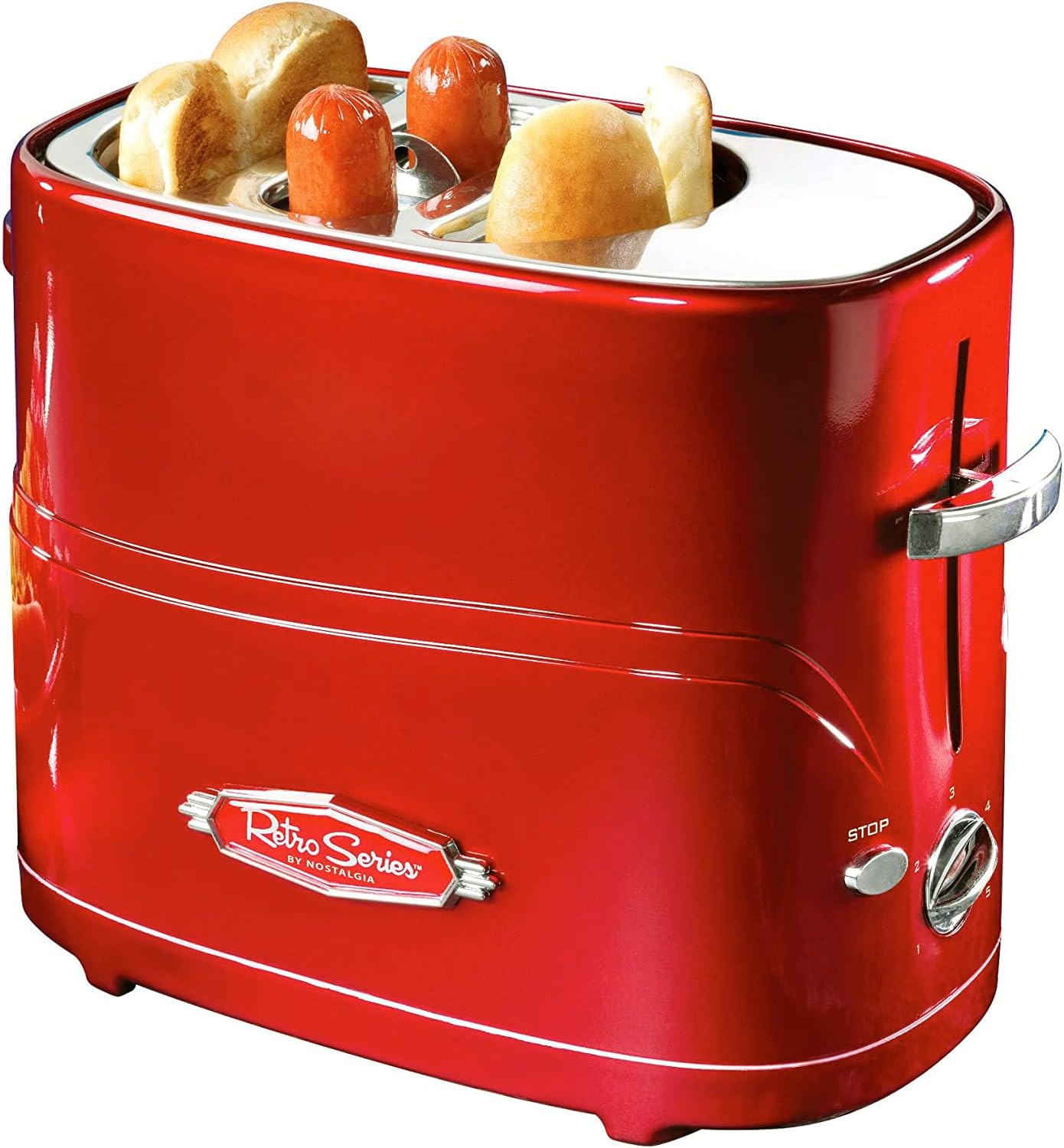 Nostalgia 2 Slot Hot Dog and Bun Toaster with Mini Tongs, Retro Hot Dog Toaster — authentic vintage gift collectible