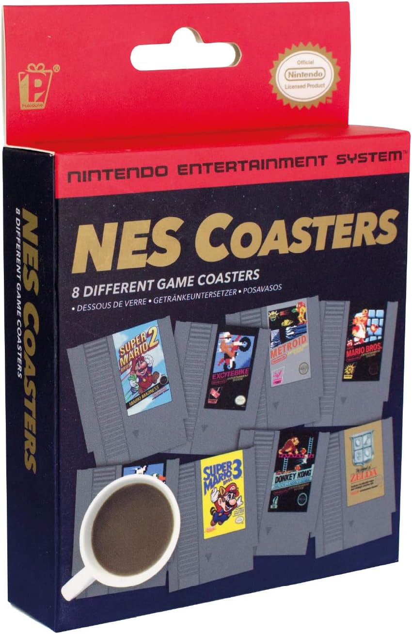 Paladone Nintendo NES Cartridge Retro Drink Coasters for Gamers - Set of 8 - Featuring Donkey Kong, Legend of  — authentic vintage gift collectible